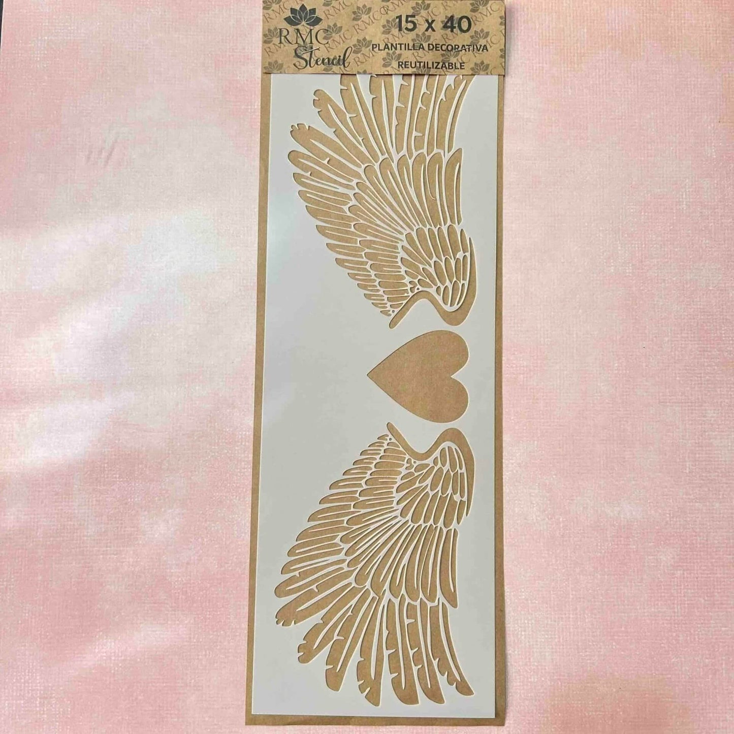 Stencil 15X40 Corazon Alado D01