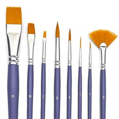 Pincel Pebeo - Set 8 Pcs (4 Redondo-3 Plano-1 Abanico)
