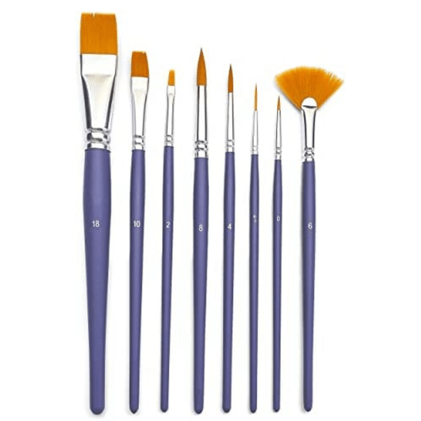 Pincel Pebeo - Set 8 Pcs (4 Redondo-3 Plano-1 Abanico)