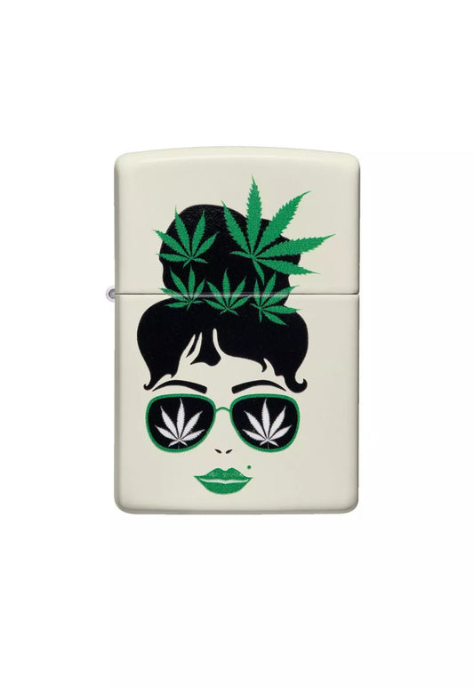 Encendedor Zippo Cannab1s Girl Glow Design Blanco ZP49837