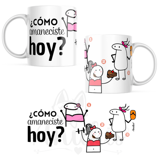 Taza Cerámica 320 cc Flork ¿Como amaneciste hoy?