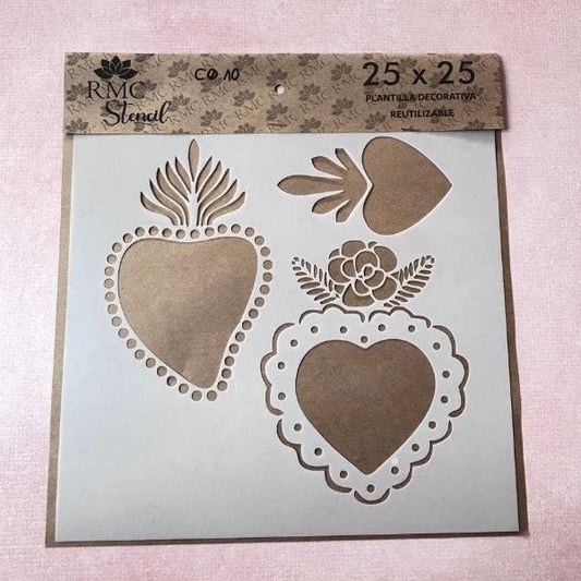 Stencil 25X25 Corazones Surtidos CO10