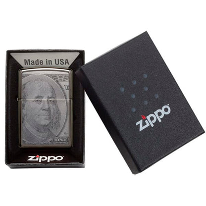 Encendedor Zippo Currency Dolar Design Plateado ZP49025