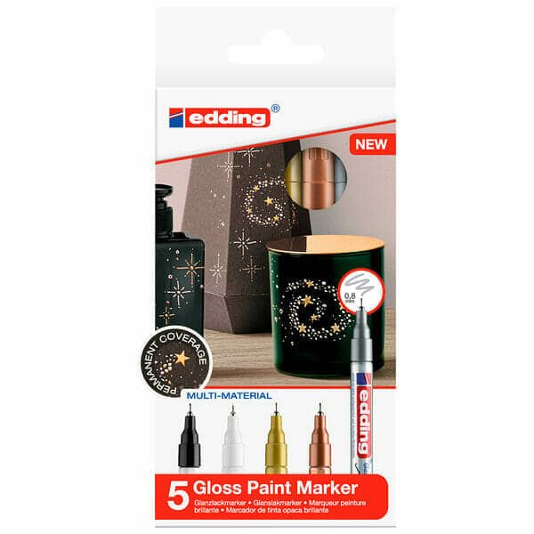 Marcadores Pintura Permanente Edding Set 5 Punta 0.8mm Metalicos