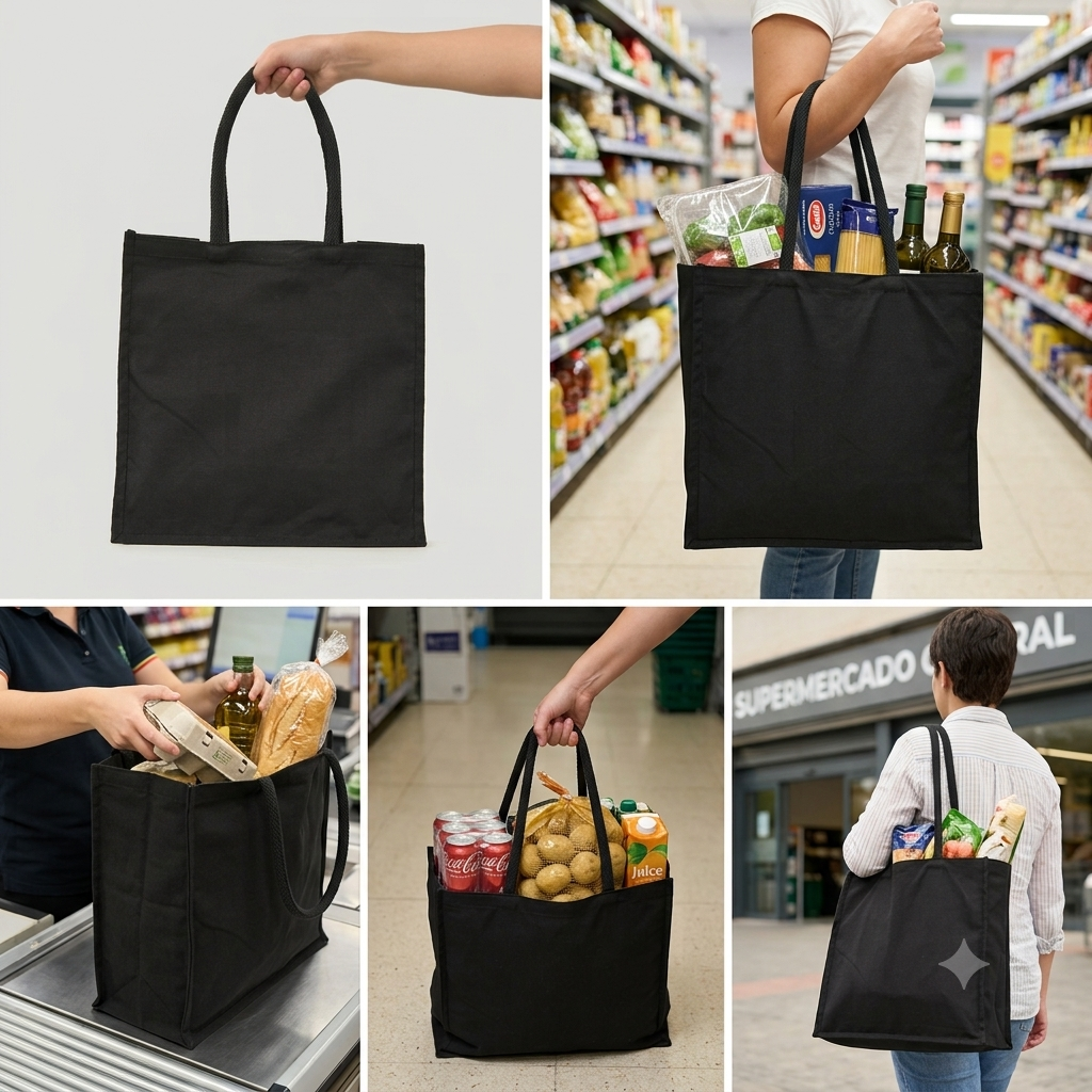 Bolsa Algodón Negro Fuelle 40X40X20