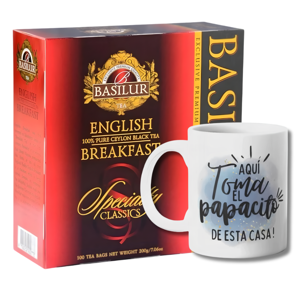 Tazon Papacito 325ml + Te Basilur English Breakfast 100 Bolsas
