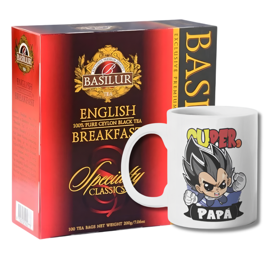 Tazon Super Papá 325ml + Te Basilur English Breakfast 100 Bolsas