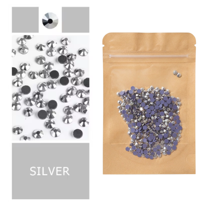 Bolsa de Cristales Hotfix Silver 30 g, SS16 y SS20