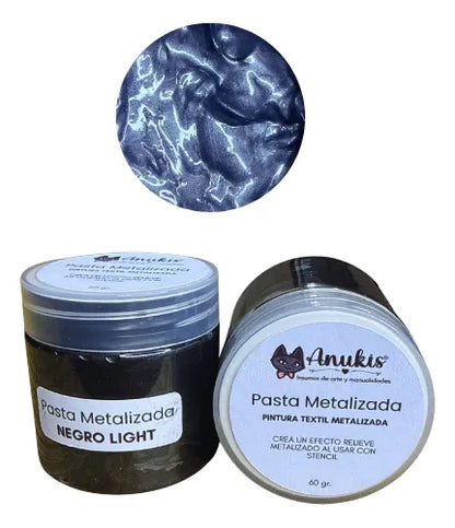 Pasta Textil Metalica Negra Ligth 60 Grs