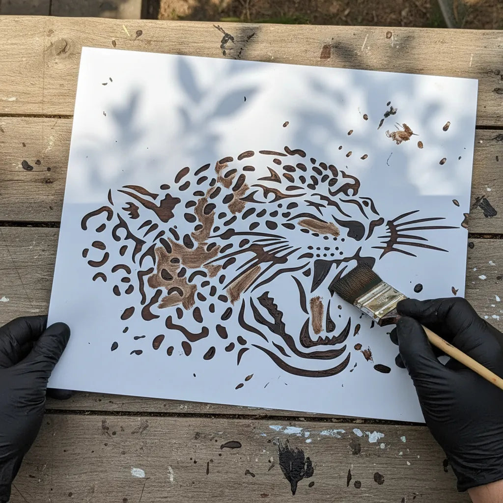 Stencil 25X30  Animales Leopardo A01