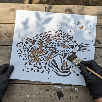 Stencil 25X30  Animales Leopardo A01