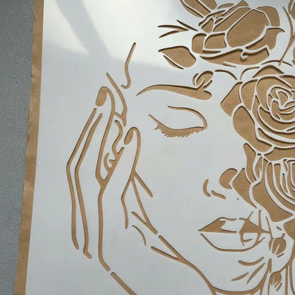 Stencil 25X30  Deco Mujer Rosas DC11