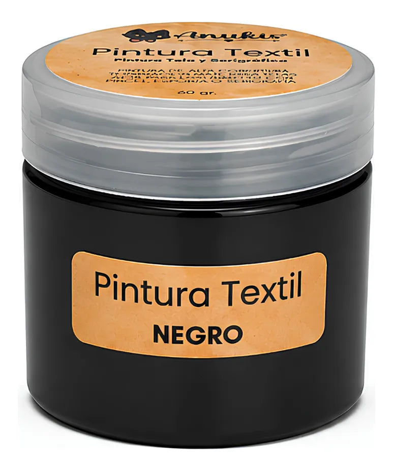 Anukis Pintura Textil y Serigráfica Negro 60 grs.
