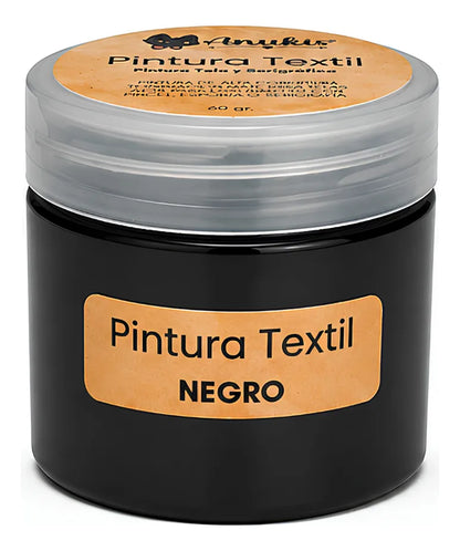 Anukis Pintura Textil y Serigráfica Negro 60 grs.
