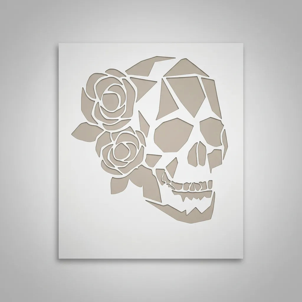 Stencil 25X30  AND02 Calavera Rosas