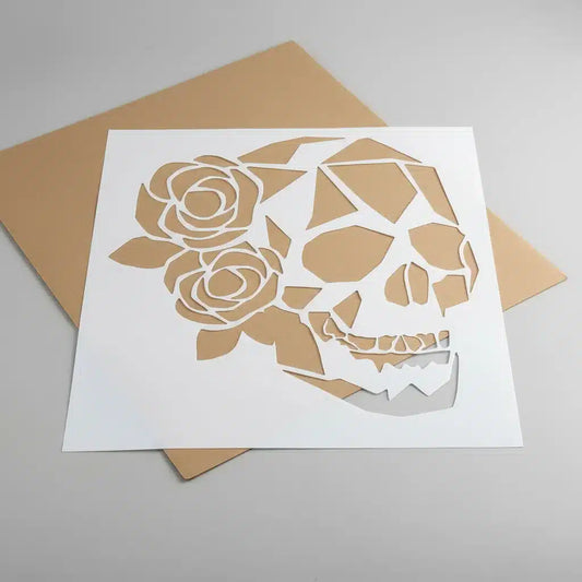 Stencil 25X30  AND02 Calavera Rosas