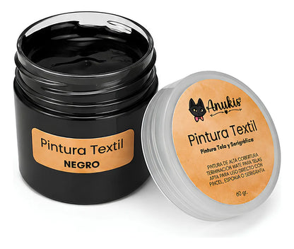 Anukis Pintura Textil y Serigráfica Negro 60 grs.