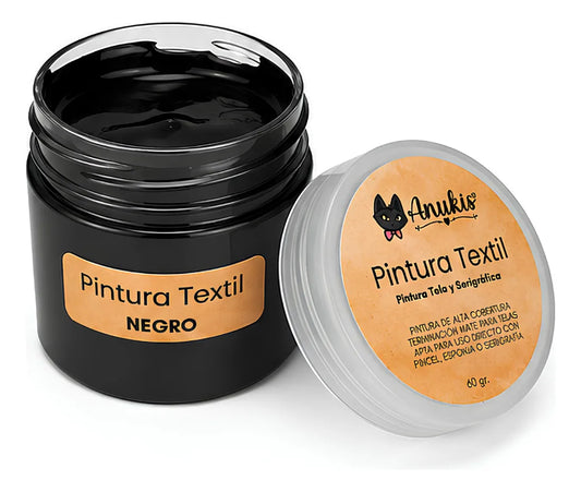 Anukis Pintura Textil y Serigráfica Negro 60 grs.