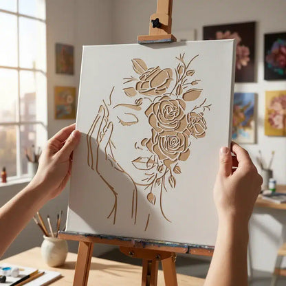 Stencil 25X30  Deco Mujer Rosas DC11