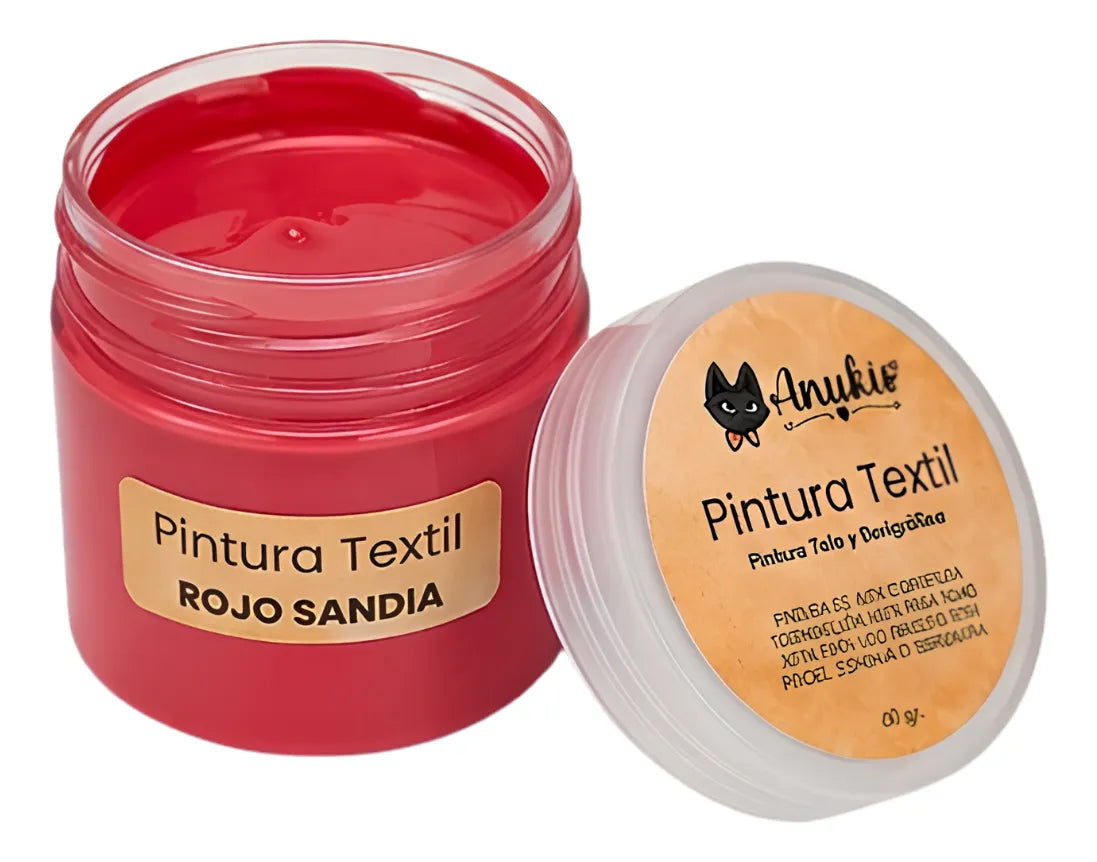 Anukis Pintura Textil y Serigráfica Rojo Sandia 60 grs.