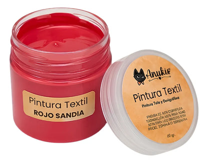 Anukis Pintura Textil y Serigráfica Rojo Sandia 60 grs.