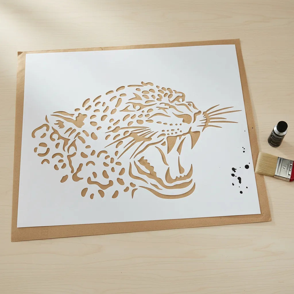 Stencil 25X30  Animales Leopardo A01