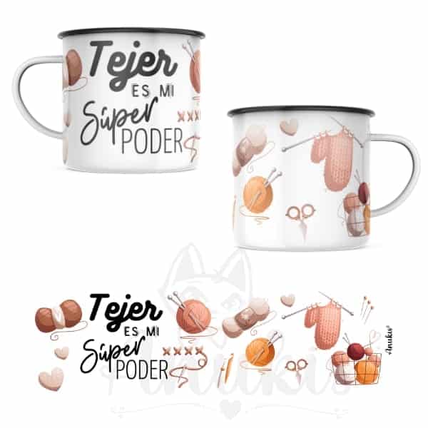 Tazón Enlozado "Tejer es mi super poder"