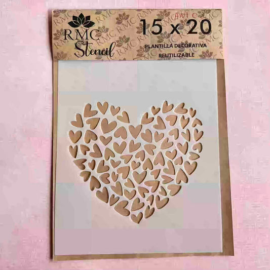 Stencil 15X20 ANT08 Corazon Corazones