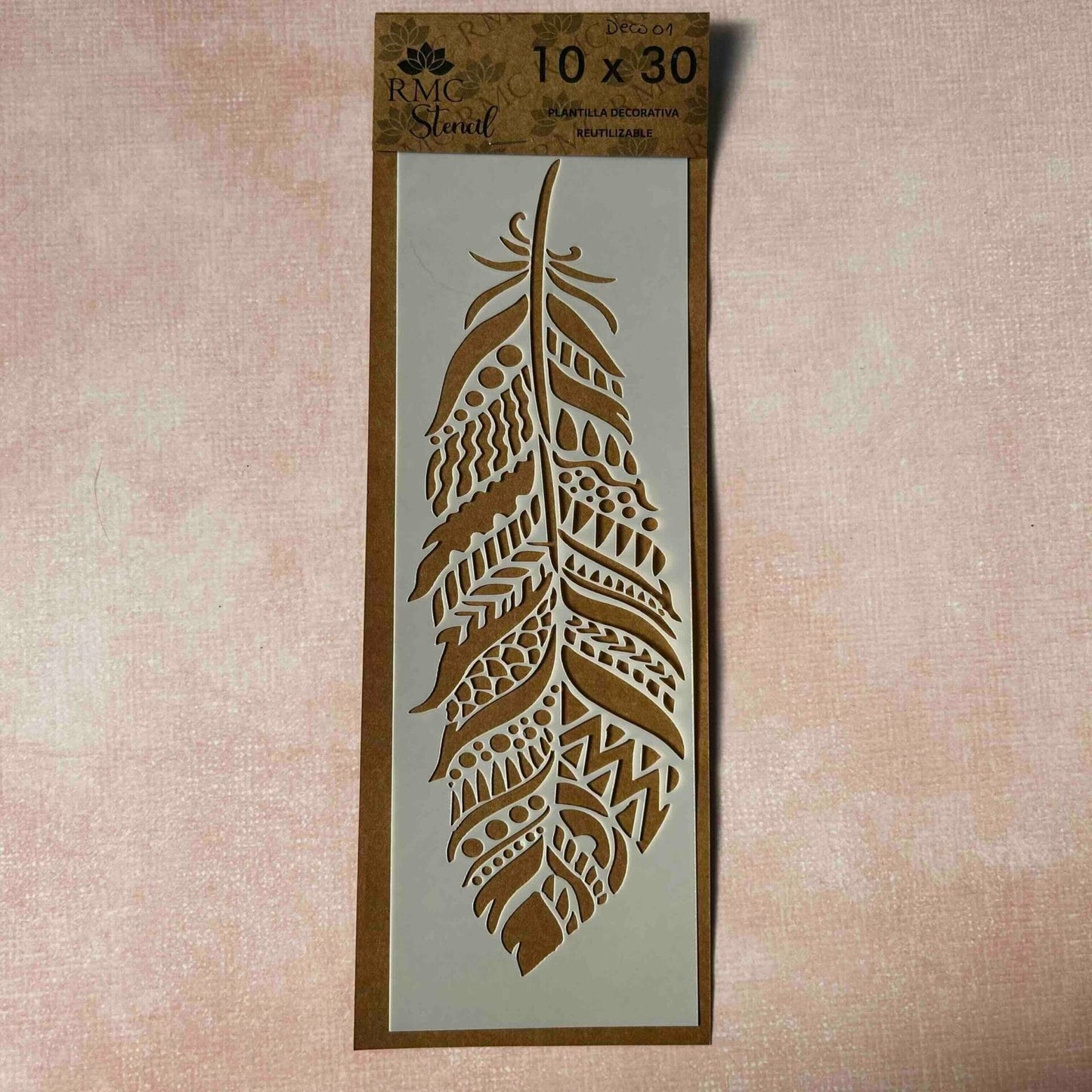 Stencil 10X30 Pluma Deco 01