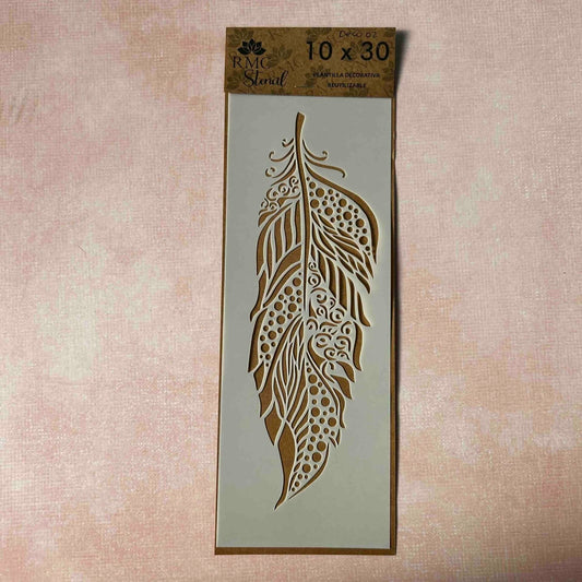 Stencil 10X30 Pluma Deco 02