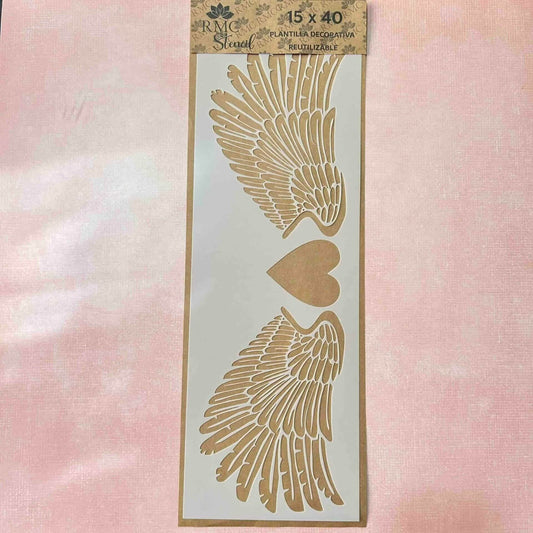 Stencil 15X40 Corazon Alado D01