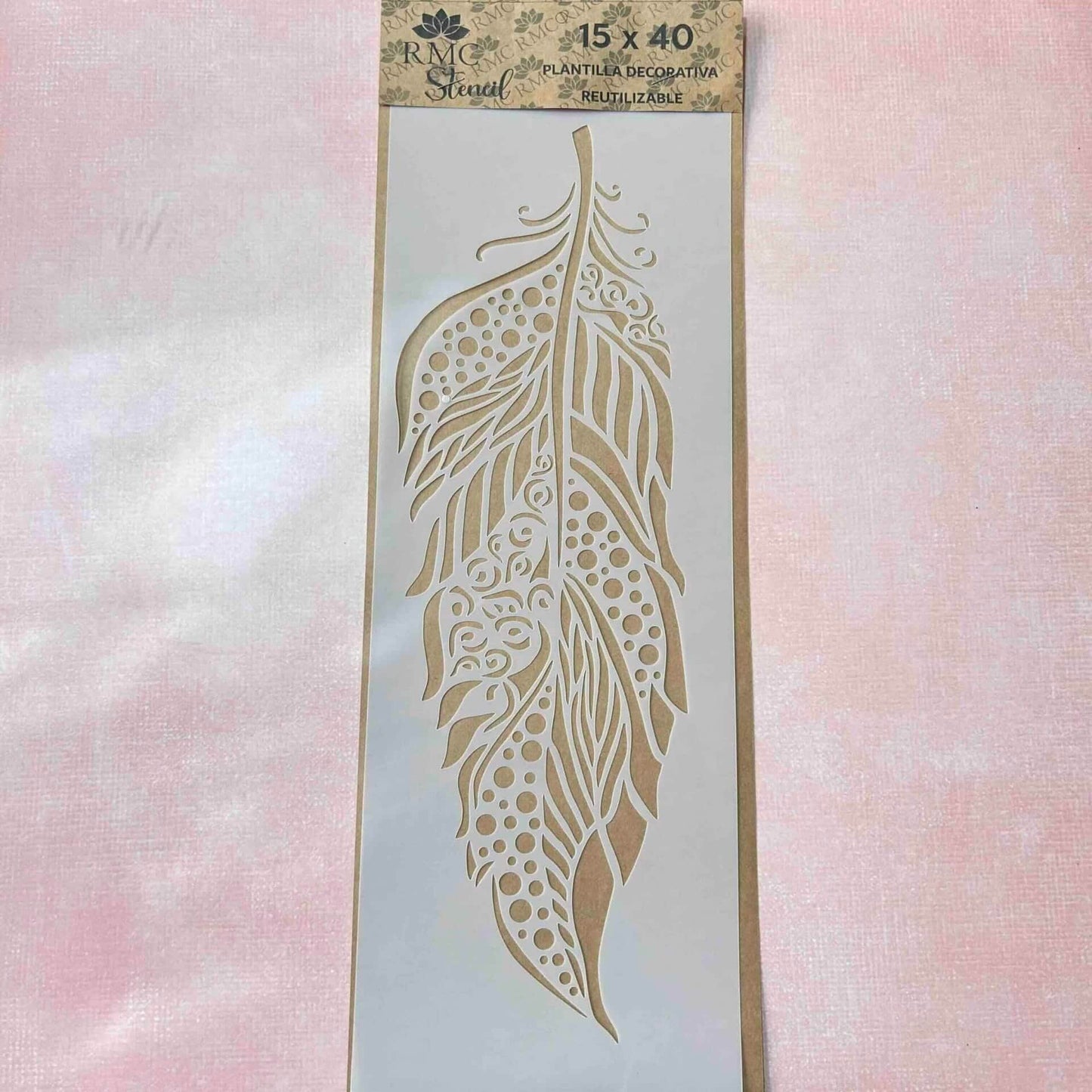 Stencil 15X40 Pluma Deco 02
