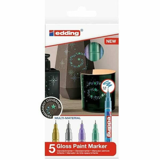 Marcadores Pintura Permanente Edding Set 5 Punta 0.8mm Metalicos Colores