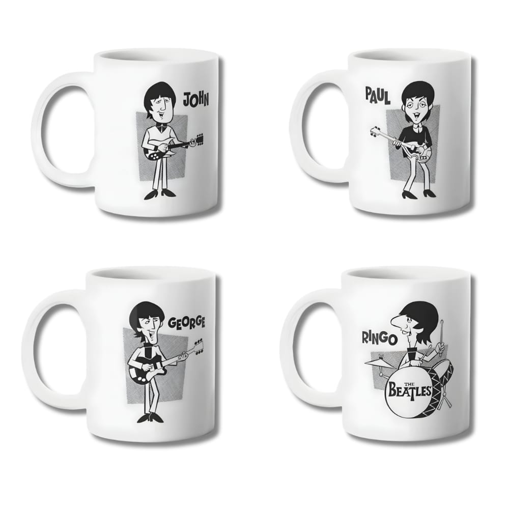 Set 4 Tazones The Beatles Cartoon Taza Sublimada 325ml