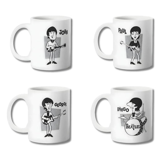 Set 4 Tazones The Beatles Cartoon Taza Sublimada 325ml