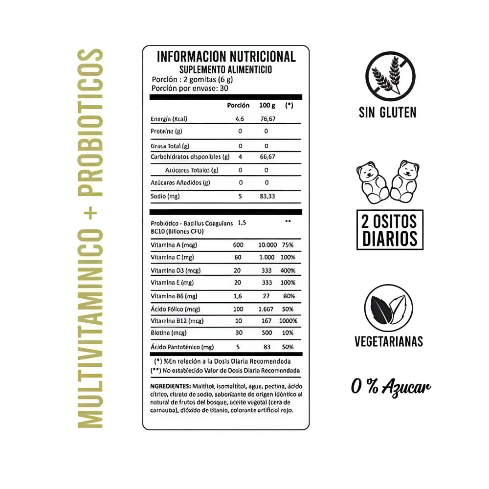 Vinagre De Manzana Detox + Multivitaminico Probiotico Gomitas