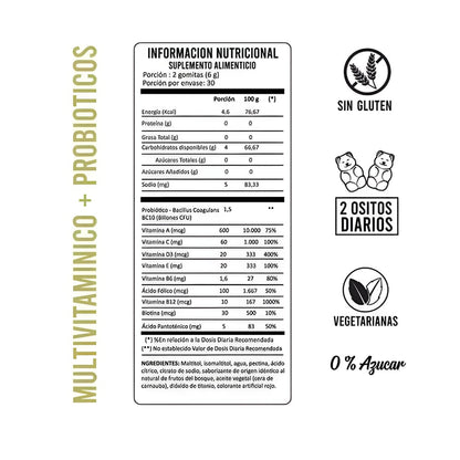 Vinagre De Manzana Detox + Multivitaminico Probiotico Gomitas