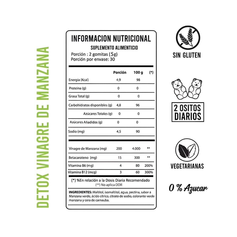 Vinagre De Manzana Detox + Multivitaminico Probiotico Gomitas