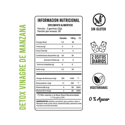 Vinagre De Manzana Detox + Multivitaminico Probiotico Gomitas