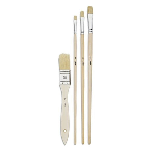 Pincel Set 3 Oleo Acrilico + Brocha Pelo Cerda Blanca Pebeo