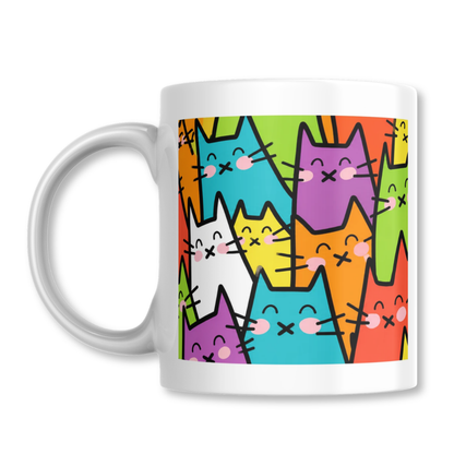 Gatos Kawaii Fiesta en Colores Taza 325ml