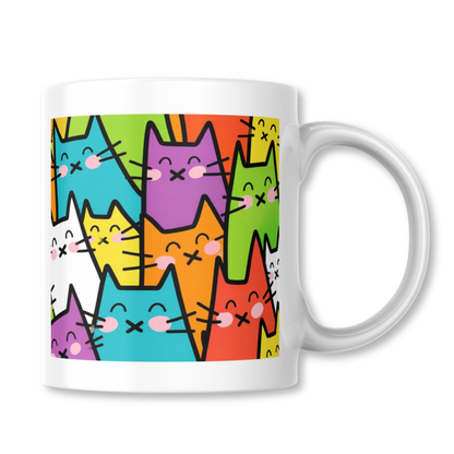 Gatos Kawaii Fiesta en Colores Taza 325ml