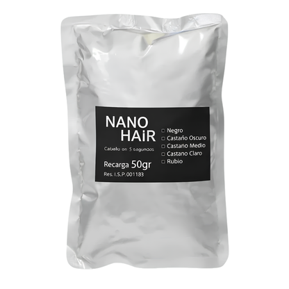 Nano Hair 50 grs Recarga Color Castaño Claro