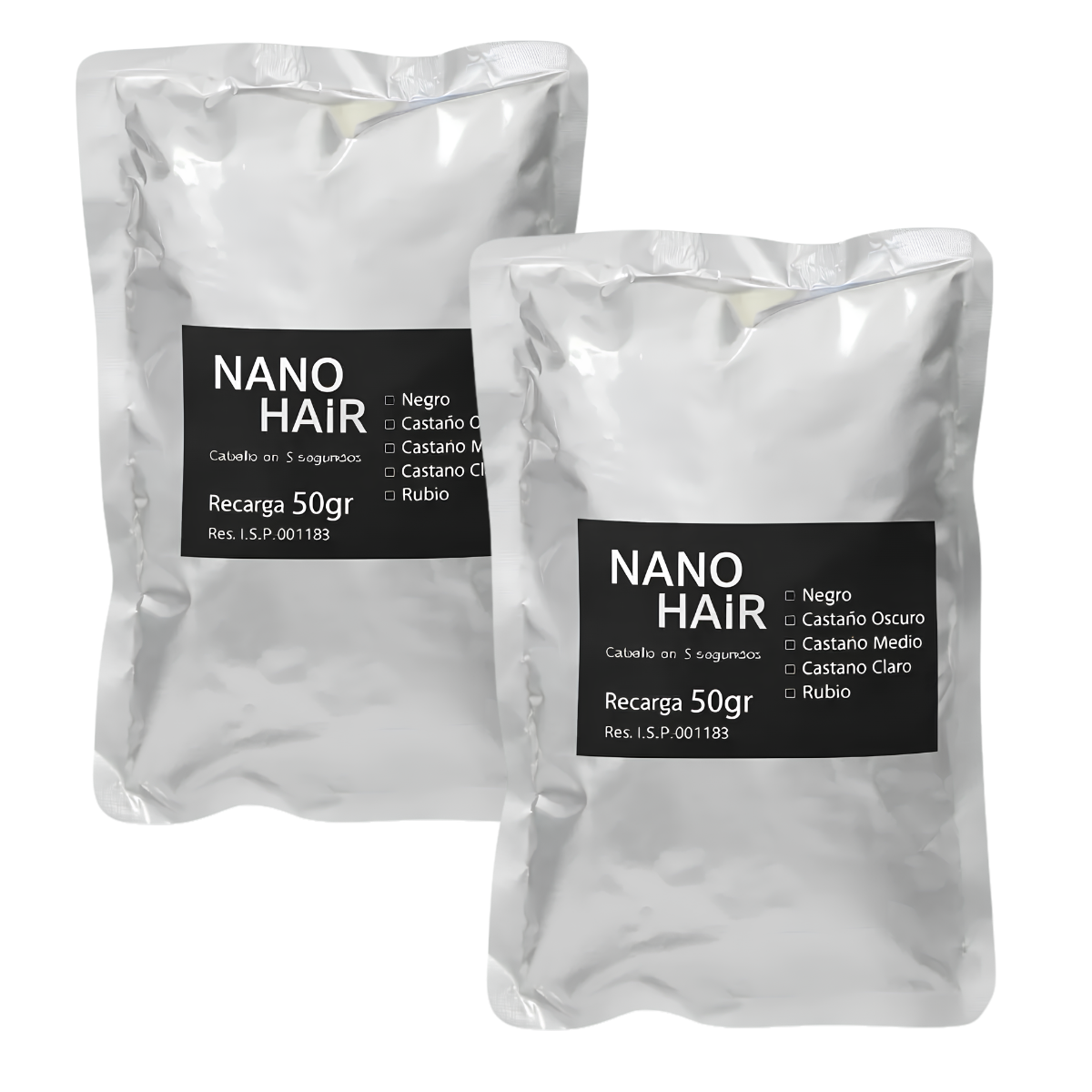 Nano Hair 100 grs Dos Recargas Castaño Oscuro