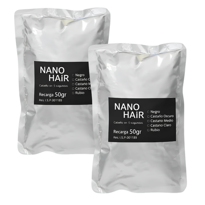 Nano Hair 100 grs Dos Recargas Castaño Medio