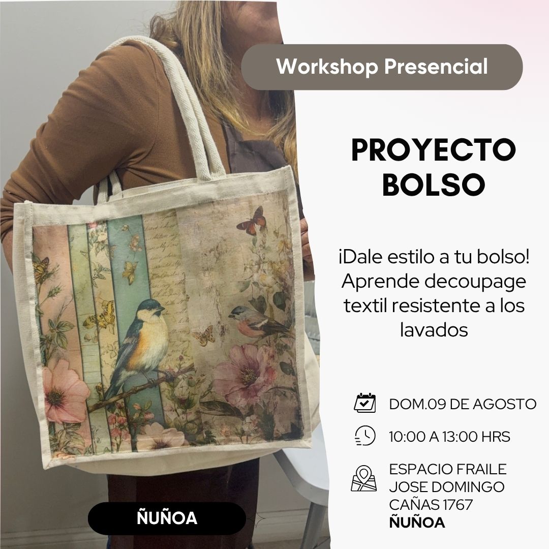 Workshop Proyecto Bolso Anukis – Decoupage con Papel Seda
