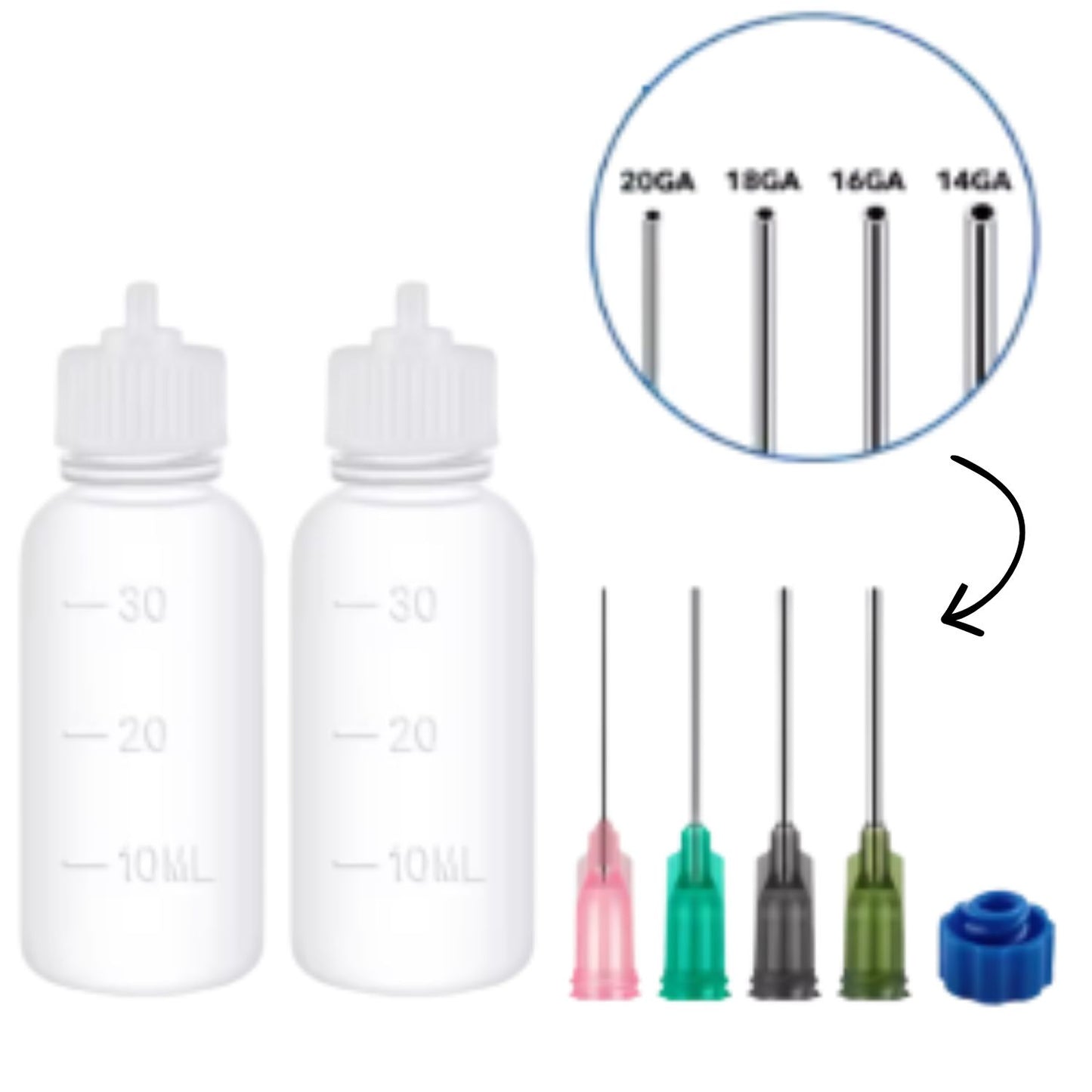 Set 2 Botellas 30 ml con 4 puntas aguja