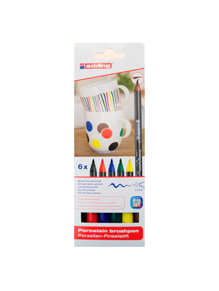 Marcadores Porcelana Edding Punta Pincel Set Colores Básicos