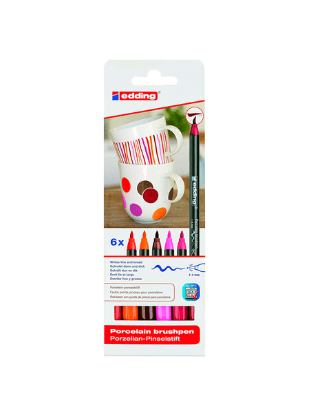 Marcadores Porcelana Edding Punta Pincel Set Colores Calidos