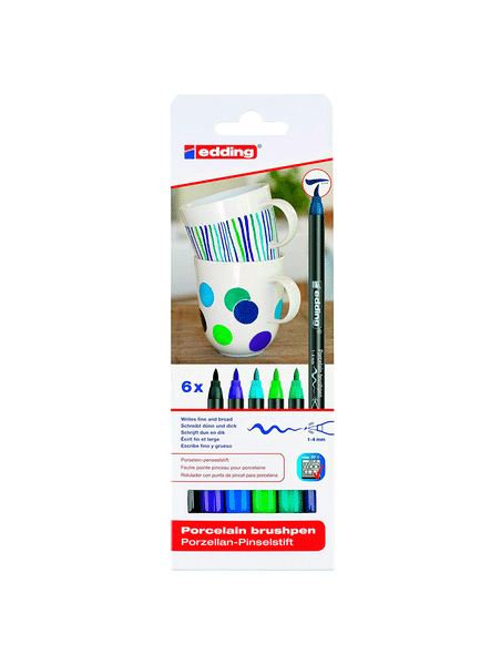 Marcadores Porcelana Edding Punta Pincel Set Colores Frios